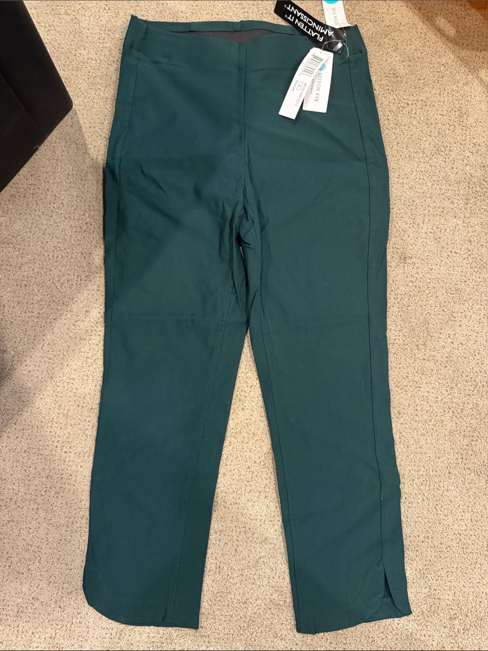 Tribal Teal Pull-On Ankle Pants with Side Slit